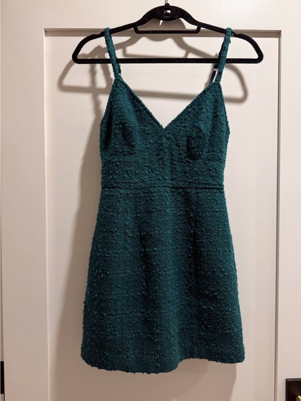 Abercrombie & Fitch Teal Textured V-Neck Mini Dress